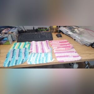 Colorful Striped Crochet Dishcloth Set